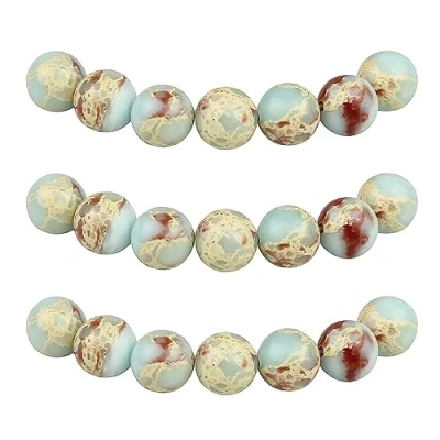 Imagen de MJDCB 10mm 35 piezas Cuentas de Piedra Piel Serpiente Redondas Sueltas Piedras Semipreciosas Naturales para Hacer Joyas Pulseras Collares