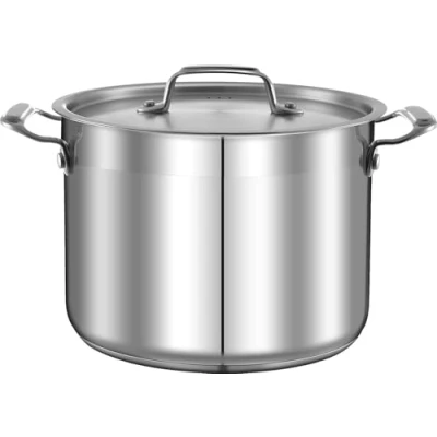 Imagen de NutriChef Olla de acero inoxidable 8 cuartos galón, 18/8, Tapa incluida, Apta para lavavajillas, Compatible con gas, Inducción, Cerámica y estufas halógenas