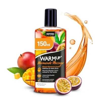 Imagen de JOYDIVISION WARMup Aceite de masaje mango fruta pasión 150 ml I Líquido corporal efecto calor con olor y sabor para parejas Massage Oil