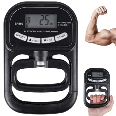 Imagen de medidor de fuerza mano digital 265 lbs/120 kg, dinamómetro con pantalla LCD, agarre electrónico, comprobador digital, entrenador