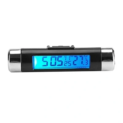 Imagen de Termómetros para coche, LCD Digital Termometro Reloj Retroiluminacion Temperatura Coche(Blue Backlight)