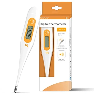 Imagen de termómetro digital, médico, conmutable rápido y preciso C/F, oral para adultos niños bebé, naranja