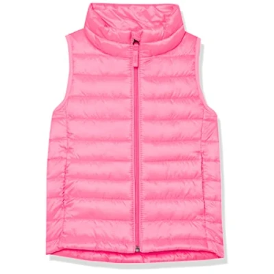 Imagen de Amazon Essentials Chaleco Plumífero Plegable y Ligero, Resistente al Agua Niña, Rosa Fluorescente, 6 7 años
