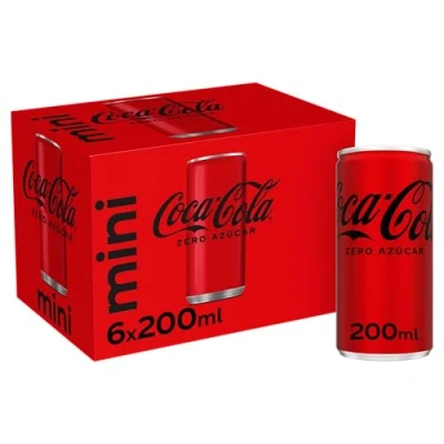 Imagen de Coca cola Zero Azúcar Refresco de sin azúcar, calorías Pack 6 minilatas 200 ml
