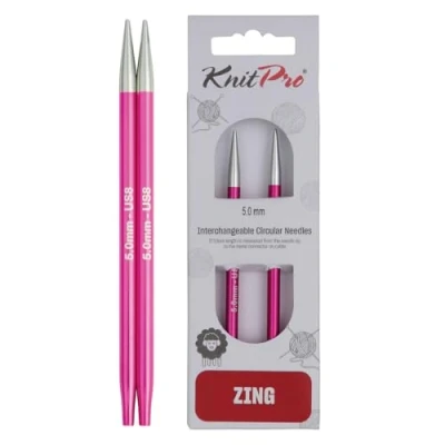 Imagen de KnitPro Zing: Agujas de Tejer: Circular: Intercambiables: Especial: 5 mm, Aluminio, Multicolor