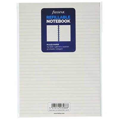 Imagen de Hojas de recambio Filofax para cuaderno tamaño A5 (a rayas), color blanco