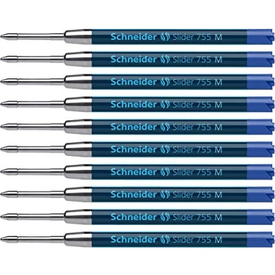 Imagen de Schneider Slider 755 G2 Recambio para bolígrafo de punta redonda (10 unidades, tecnología ViscoGlide, tinta azul)