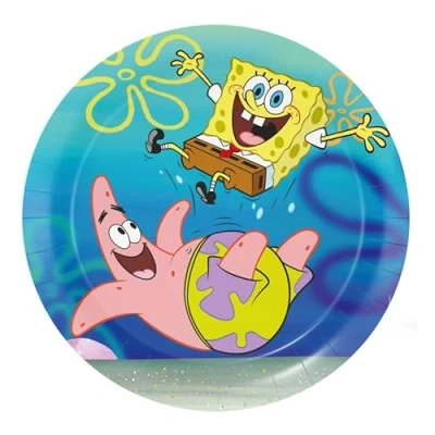 Imagen de BeenSmile, 8 Platos 18 CM SPONGEBOB, Desechables para Fiesta de Cumpleaños Infantil, Artículos Decoración Fiestas Temáticas
