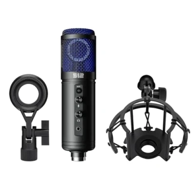 Imagen de 512 Audio Tempest Micrófono USB de Condensador Estudio diafragma Grande para grabación y transmisión Profesional, Color Negro