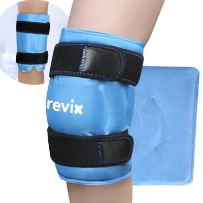 Imagen de REVIX XL Bolsa de hielo para aliviar el dolor rodilla, Bolsas gel reutilizables alivio del lesiones, hinchazón, hematomas y reemplazo cirugía