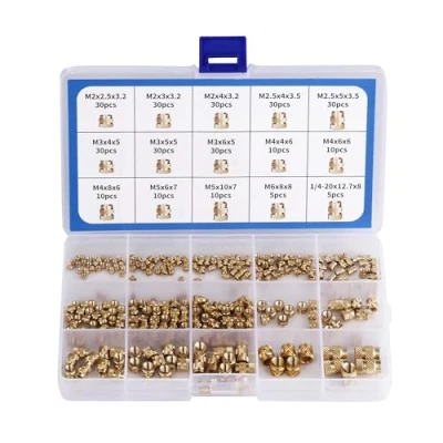 Imagen de Insertos roscados, juego de 300 Tuerca Moleread, caja pp, con etiqueta. M2 M2.5 M3 M4 M5 M6 Tuercas Roscados Latón, adecuadas para piezas plástico en impresora 3D