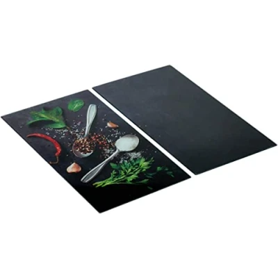 Imagen de Allstar Juego de 2 placas protectoras vidrio basilico templado, funda para estufas cerámica o inducción, 52 x 30 0.8 cm, multicolor