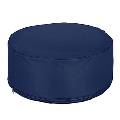 Imagen de Relaxdays Taburete Hinchable Exteriores, Asiento PVC Redondo, Reposapiés Acampada y Jardín, Banquillo, 26 x 56 cm, Azul