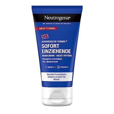 Imagen de Neutrogena crema de manos absorción inmediata (75 ml), hidratante ligera y no grasa con glicerina + vitamina E para secas agrietadas