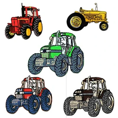Imagen de Tractor Set 5 Piezas Parches Termoadhesivos Bordados Aplique Para Ropa