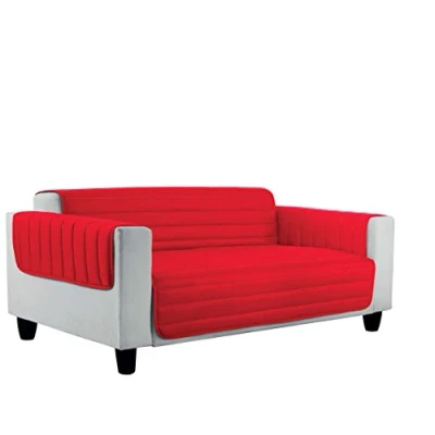 Imagen de Italian Bed Linen Elegant Funda Protectora para Sofá, Microfibra, Rojo/Gris Claro, Rey, 2 plazas
