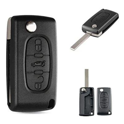 Imagen de SALPIE Carcasa de Silicona para Llave Coche 2 Botones con Control Remoto Peugeot 106 107 205 206 207 306 307 308 309 406 407 807 y Citroen C1 C2 C3 C4 (GUSCIO 3 TASTI Lama VA2 NO VANO)