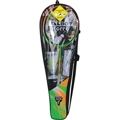 Imagen de Talbot Torro Set de Badminton 4 Attacker Plus, Raquetas, 3 Volantes, Juego Completo Red, en una Valiosa Bolsa, 449414
