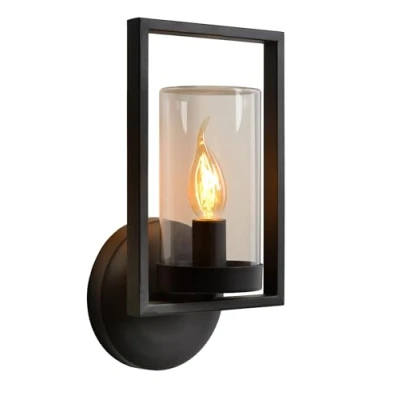Imagen de Lucide NISPEN Lámpara de pared Fuera 1xE14 IP44 Negro