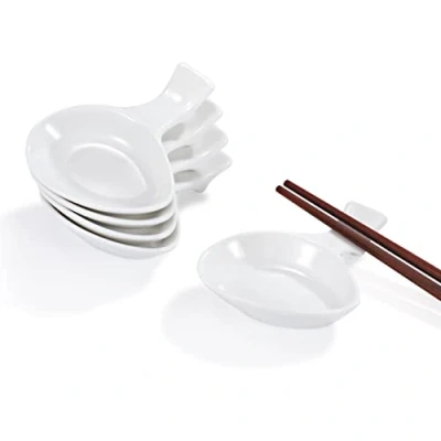 Imagen de Tazones para salsa palillos 6 de porcelana con soporte (9 x 7,5 2,5 cm) soja Vinagre chile Condimentos sushi