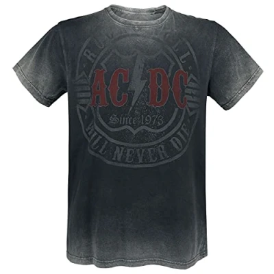 Imagen de AC/DC Rock &amp; Roll Will Never Die Hombre Camiseta Gris Oscuro XL 100% algodón Vorne Bedruckt Regular