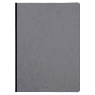 Imagen de Clairefontaine 791405C Collection Age Bag Un cuaderno cosido con respaldo de tela gris A4 21 x 29,7 cm 192 páginas sólidas blancas Papel 90 g Cubierta para tarjeta diseño grano piel