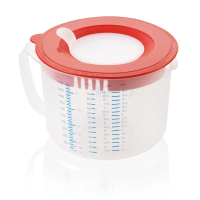 Imagen de Leifheit jarra medidora 3 en 1 Measure &amp; Store de 2,2 L capacidad, batidora con tapa anti salpicaduras y cierre, mezcladora para medir, remover conservar.