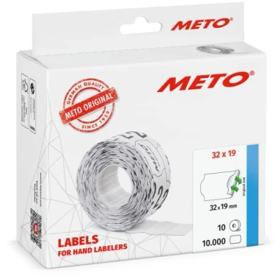 Imagen de Etiquetas Meto para etiquetadoras manuales (32x19 mm, 2 línea, blanco, 10.000 unidades, removibles, Meto, Contact, Sato, Avery, Tovel, Samark, etc.)