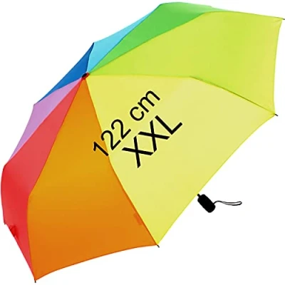 Imagen de Paraguas plegable XXL con apertura automática Clase completa 122 cm techo grande, Colorido arco iris, cm, automático
