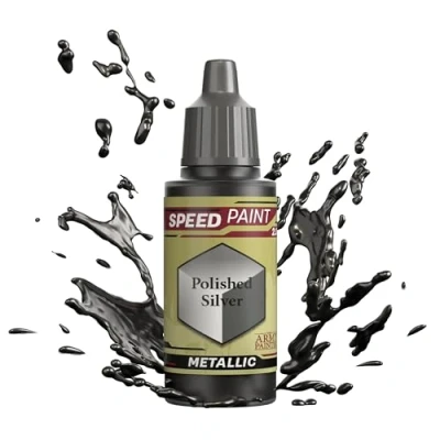 Imagen de The Army Painter Speedpaint Polished Silver 2.0, Pintura Acrilica Individual de 18ml Solución Una Capa Para Tabletop Miniaturas Como Warhammer 40k y figuras Dungeons and Dragons