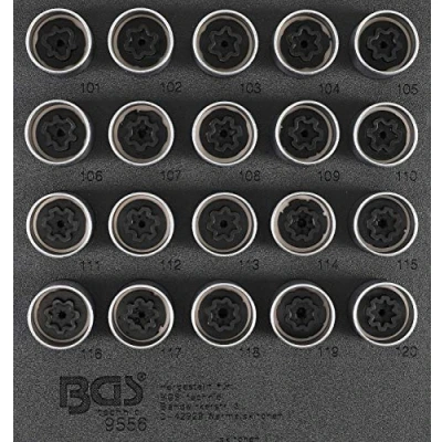 Imagen de BGS 9556 Bandeja para carro 1/6: Juego tuercas de ruedas Opel (tipo A) 20 piezas