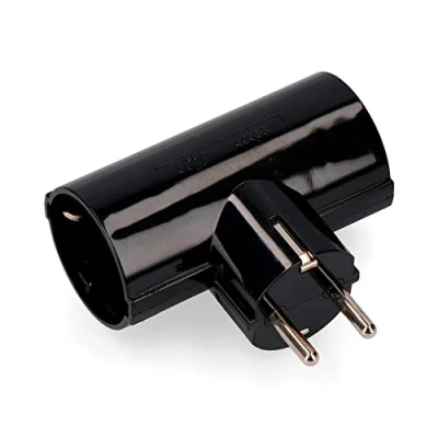 Imagen de EDM 40058 Clavija Doble Negra con Baquelita T/Tl 16A, Negro, 250 V