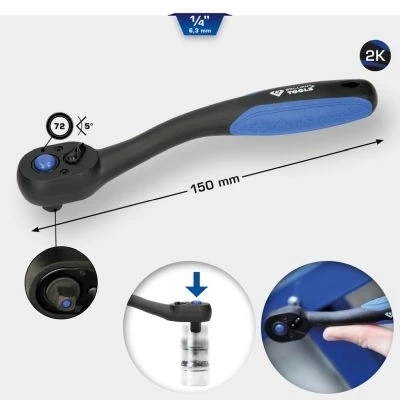 Imagen de KS TOOLS BT020900 Chicharra reversible 72 6,3 (1/4&quot;) 150