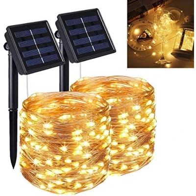Imagen de Qxmcov Guirnaldas Luces Exterior Solar, LED Solares para Exteriores, 2 Pieces 14M 120 Luces, 8 Modos, Impermeable, Luz Decoración Fiestas, Bodas, Patio, Jardines, Festivales