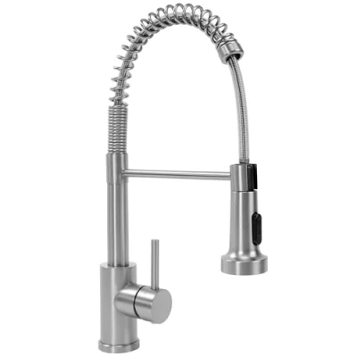 Imagen de Rea Grifo de cocina Colin Brush Mezclador fregadero metal y acero monomando ajustable en frío caliente Giratorio 360 (Acero)