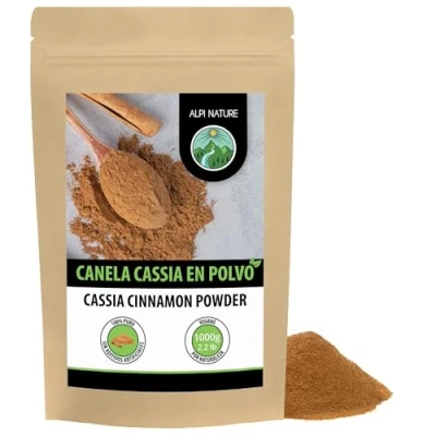 Imagen de canela molida cassia (1kg), en polvo, 100% pura, suavemente secada y molida, naturalmente sin aditivos, vegana