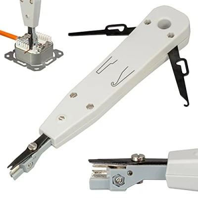 Imagen de LSA Werkzeug Auflegewerkzeug ohne Gürtelholster Netzwerk LAN DSL ISDN Anlegewerkzeug für Netzwerkdosen Verleggekabel Patchpanel Leisten CAT5 CAT6 CAT7 Drahtschneider Punch Down Tool Schere