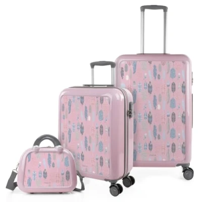 Imagen de Itaca Viaje SET Juego de maletas, Talla: One Size, Rosa plumas