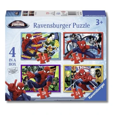 Imagen de Ravensburger Puzzle Marvel: Spiderman, 3 años o Más, Puzles Niños Años, Rompecabezas Niños, Regalo Niño Puzzle, 4 puzzles infantiles