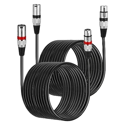 Imagen de PERMUST 2PC XLR Cable de micrófono 10 M 3 pines balanceado macho a hembra conexión escenario DMX