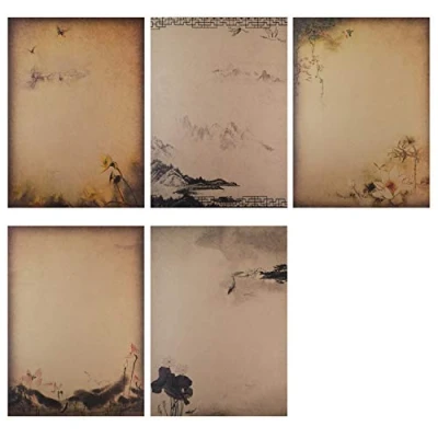 Imagen de BLUGUL 40 Hojas Papel de Carta, Aspecto Antiguo Estilo Chino Kraft