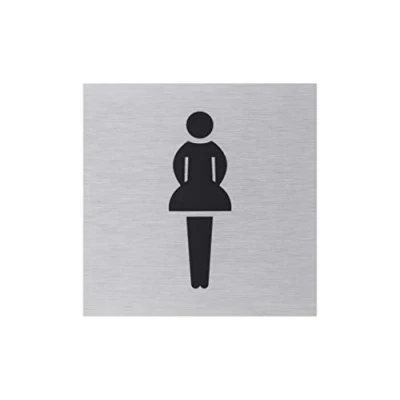 Imagen de Metafranc 507150 Señal adhesiva para señoras (aluminio, 80 x mm, aspecto moderno de acero inoxidable, parte trasera autoadhesiva), diseño