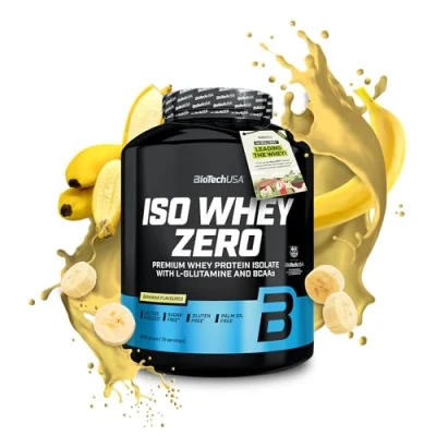 Imagen de BioTechUSA Iso Whey Zero Premium Protein Isolate Grass Fed Enzyme Free Sugar and Gluten free, 1816 g, Plátano