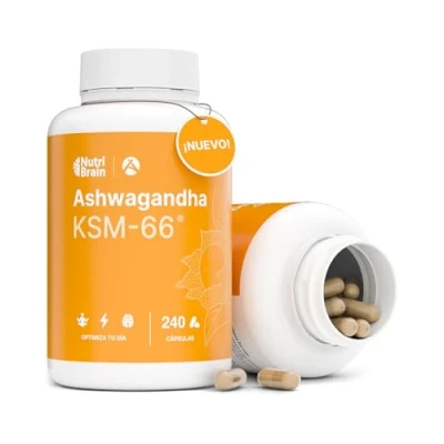 Imagen de Ashwagandha KSM 66® Pura 9000mg de Planta 15:1 extracto Concentrado 240 Cápsulas Menos Estrés, Ansiedad, Más Energía y Sueño Reparador Regula el Cortisol 5% Withanólidos, 600mg