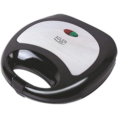 Imagen de ADLER AD3015 Sandwichera Eléctrica para 2 Sandwiches, 4 en Forma de Triángulo, Placas Antiadherentes, Temperatura Automática, Compacta, Acabado Acero Inoxidable, 850W