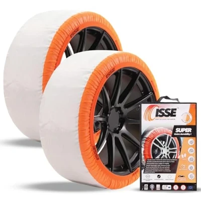 Imagen de ISSE Cadenas Coche Nieve Super T 70 Textil Homologación en 16662 1 de Uso Diario y Hielo Kit 2 Universales + Guantes