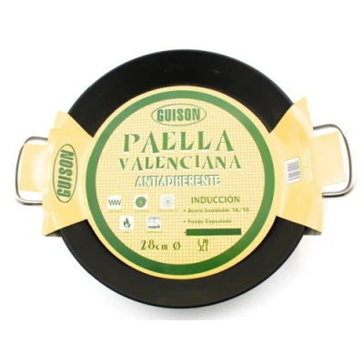 Imagen de Garcima Paellera antiadherente de acero inoxidable, color plateado, 28 cm