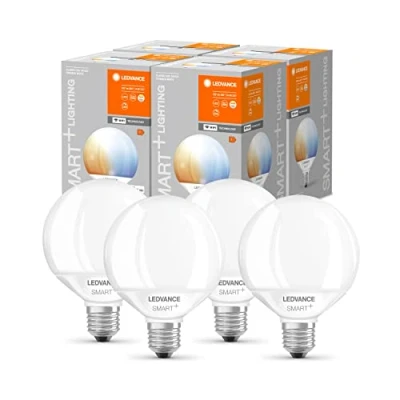 Imagen de LEDVANCE Lámpara LED inteligente con tecnología Wifi, Base E27, Regulable, Color de la luz cambiable (2700 6500K), Forma globo, Mate, Controlable Alexa, Google, App