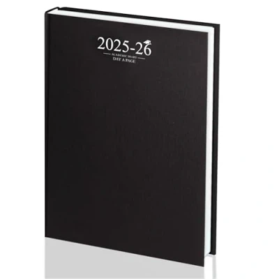 Imagen de Agenda académica 2023 2024, tamaño A4, día por página, con encuadernación en estuche, color negro