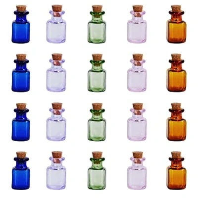 Imagen de BELLE VOUS Pack de 20 Frascos Vidrio Tapon Corcho Variados 2 ml Mini Botellas Cristal 5 Colores Botellitas para Regalitos Bodas/Fiestas Botella los Deseos, Manualidades, Decorar